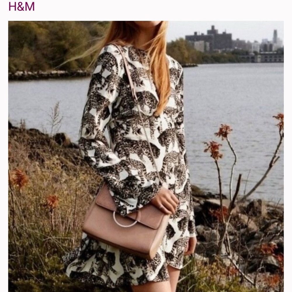 H&M Black and Cream Animal Print Dress
